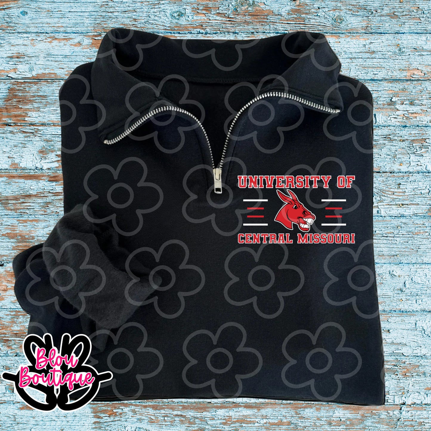 Black Quarter Zip 4 Lines UCM
