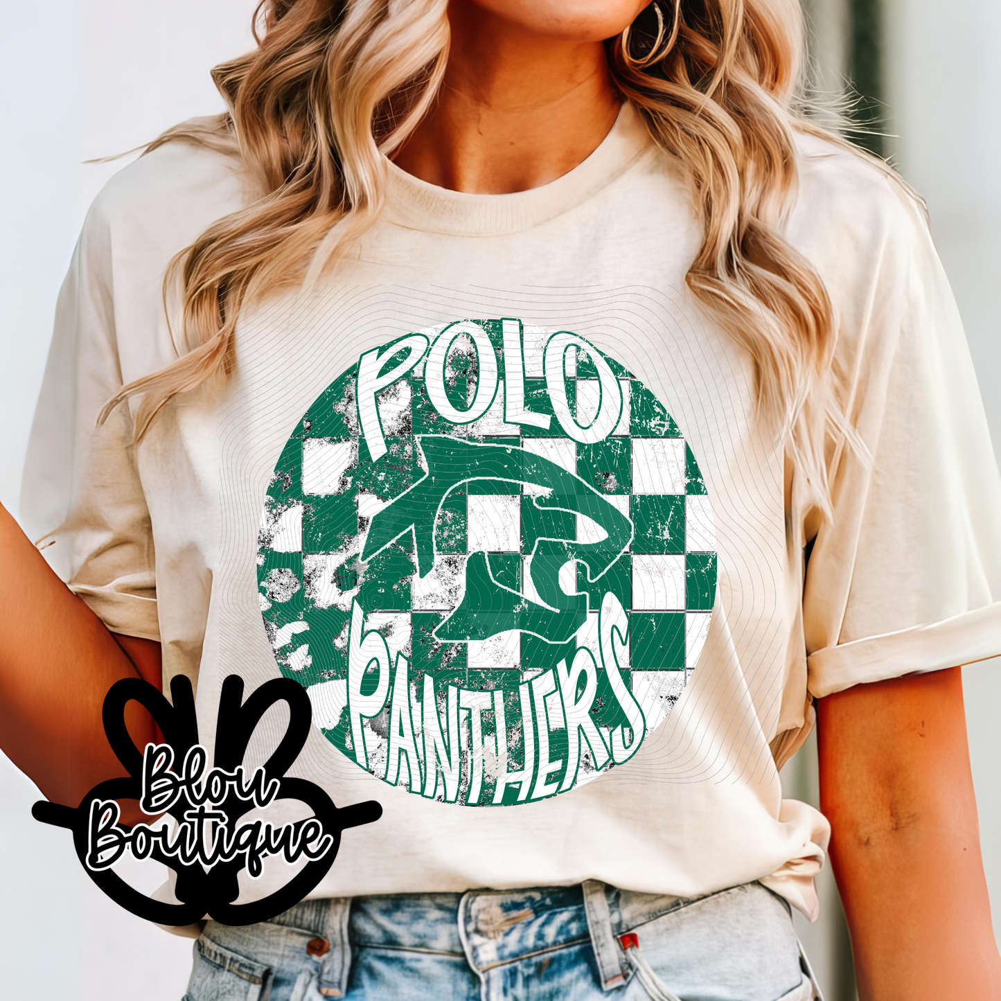 Distressed Circle Checkered Polo