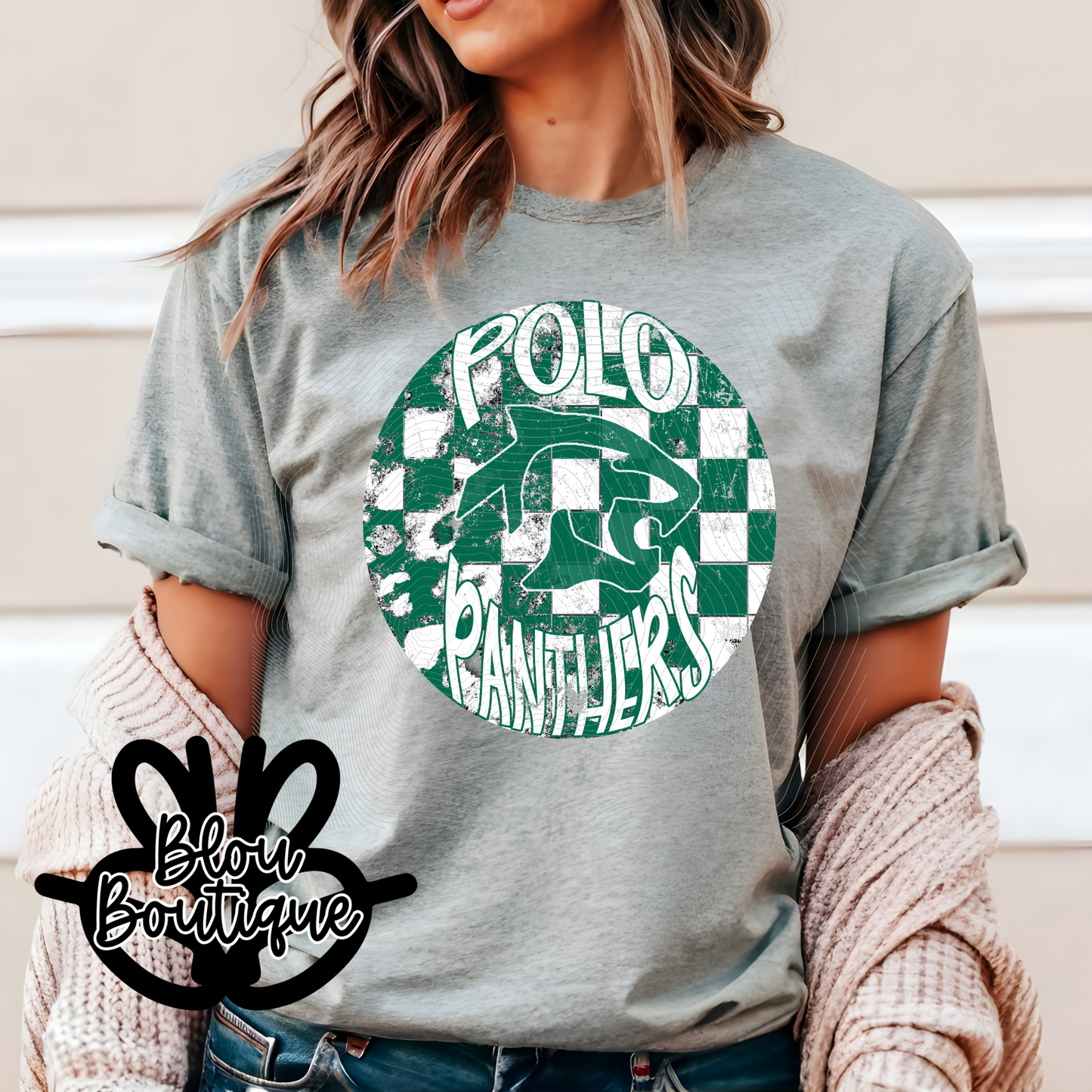 Distressed Circle Checkered Polo
