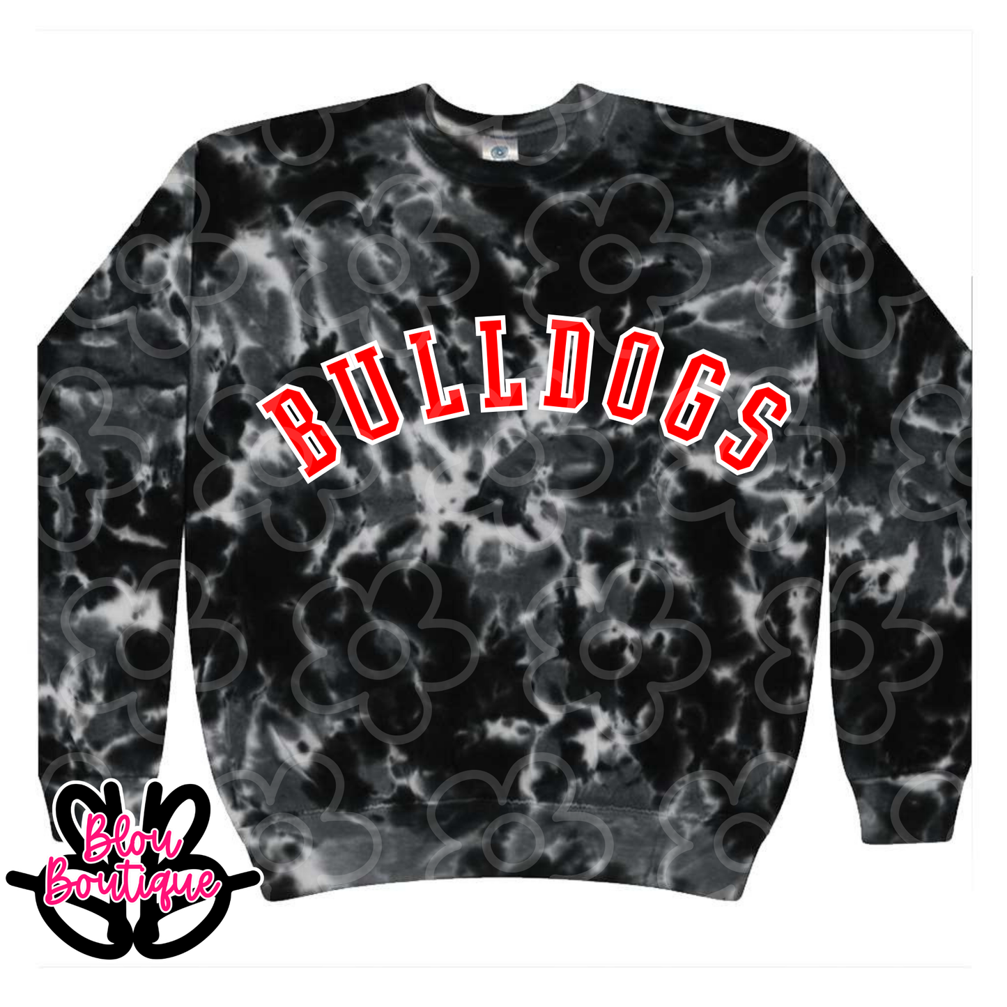 26- Black Tie Dye Varsity Bulldogs Red