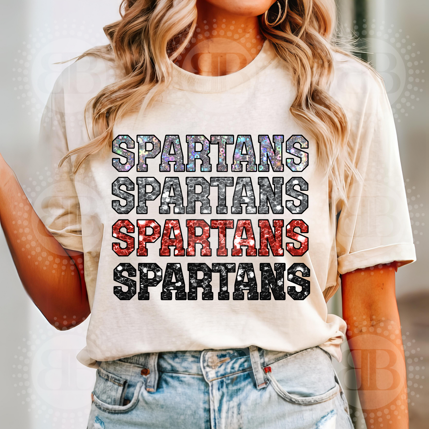 Spartans Stacked Faux Glitter