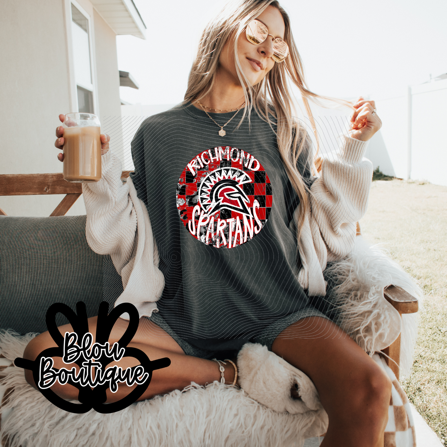 Distressed Circle Checkered Spartans