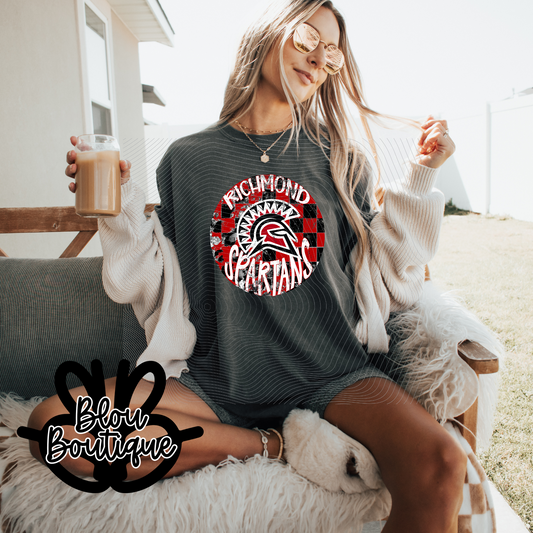 Distressed Circle Checkered Spartans