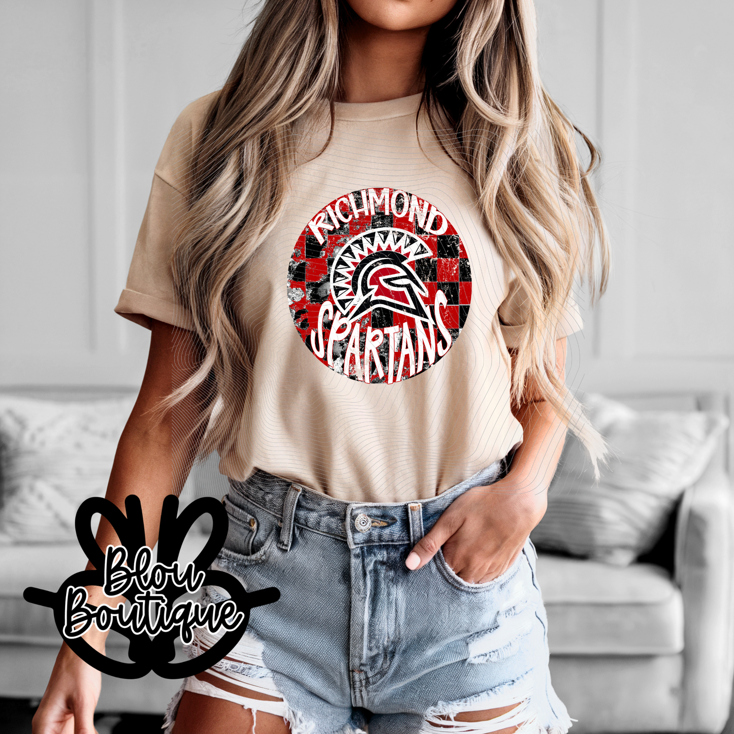 Distressed Circle Checkered Spartans
