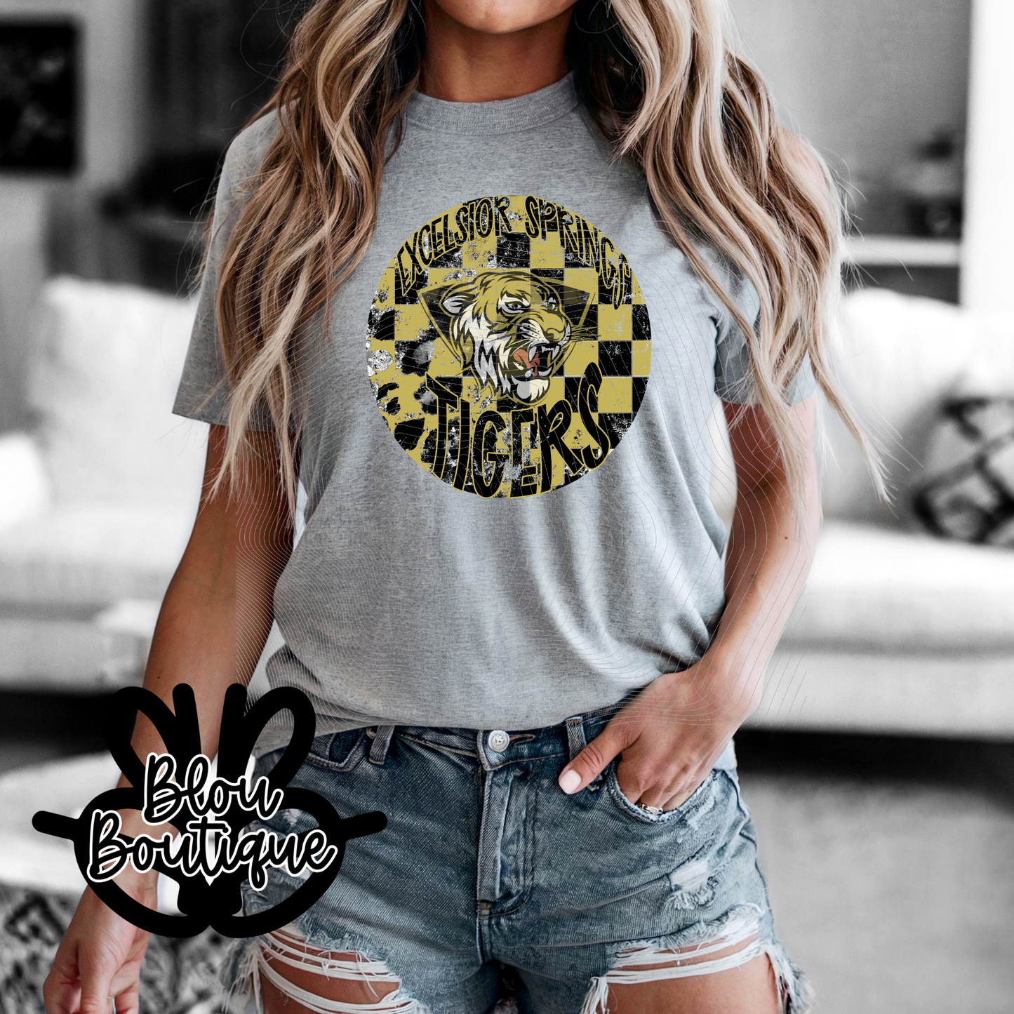 Distressed Circle Checkered Excelsior Springs