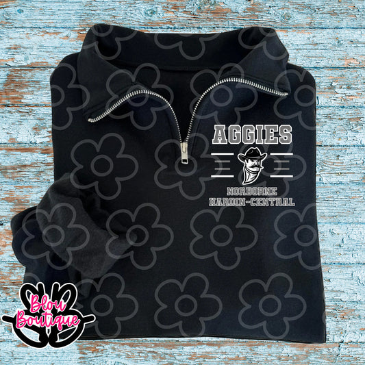 Black Quarter Zip 4 Lines Aggies NHC