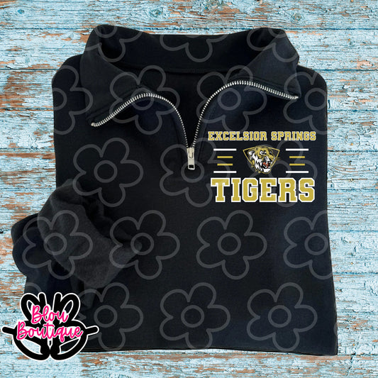 Black Quarter Zip 4 Lines Excelsior Springs Tigers