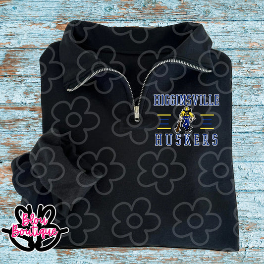 Black Quarter Zip 4 Lines Higginsville Huskers