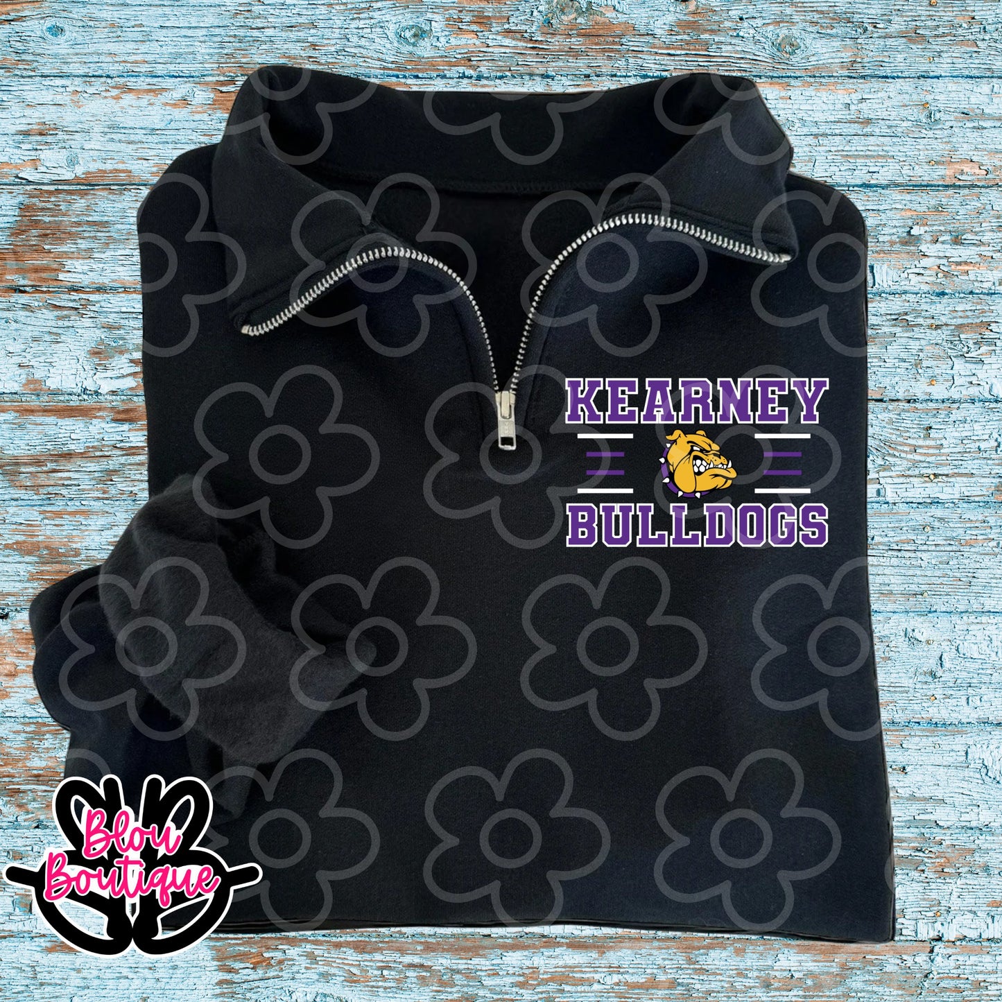 Black Quarter Zip 4 Lines Kearney Bulldogs