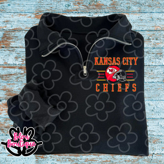 Black Quarter Zip 4 Lines Kansas City Chiefs