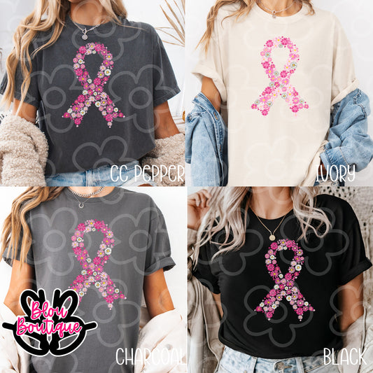 Breast Cancer Flower Ribbon