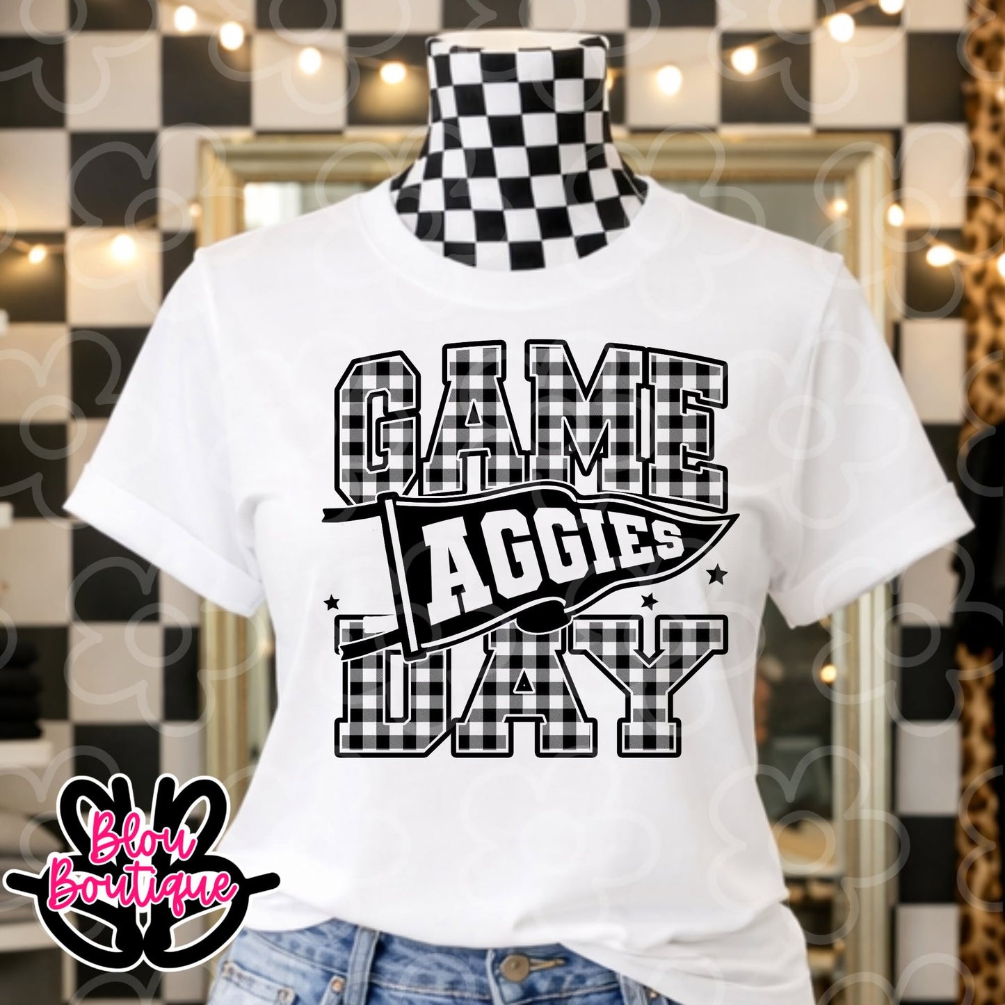 26- Game Day Pennant Plaid Aggies