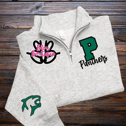 26-Quarter Zip Big Letter Mascot Polo Panthers