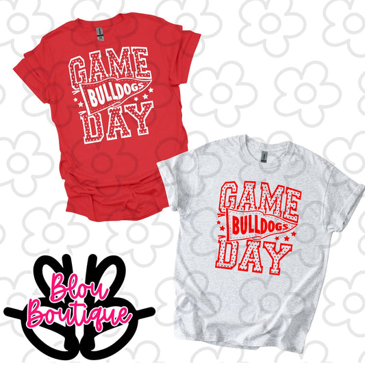 26- Game Day Pennant Dots Bulldogs Red