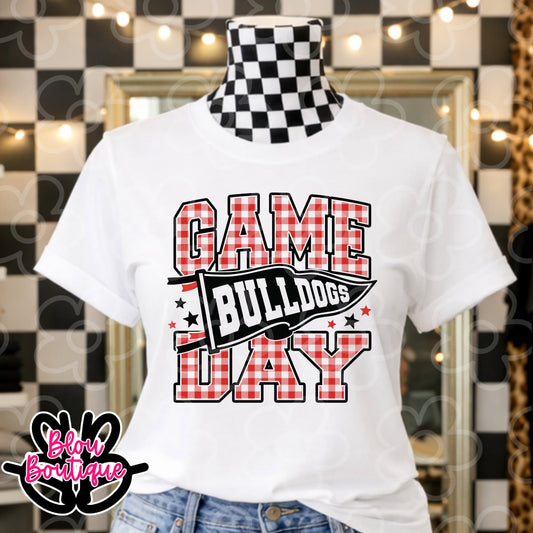 26- Game Day Pennant Plaid Bulldogs Red