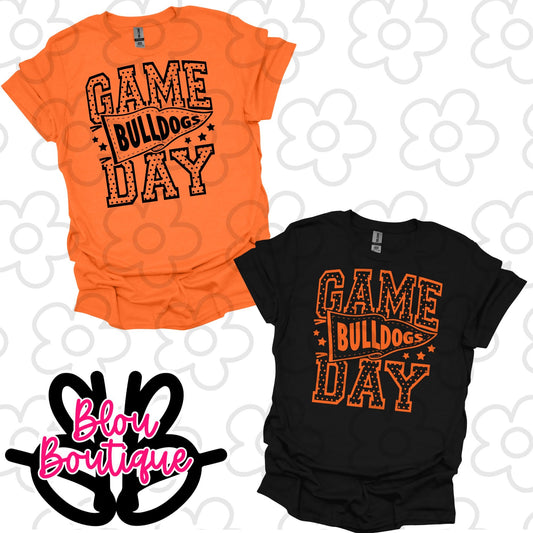26- Game Day Pennant Dots Bulldogs Orange