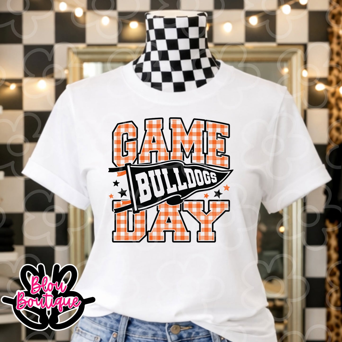 26- Game Day Pennant Plaid Bulldogs Orange