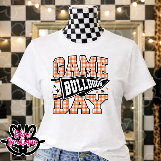 26- Game Day Pennant Plaid Bulldogs Orange