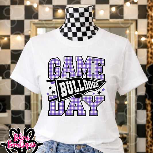 26- Game Day Pennant Plaid Bulldogs Purple