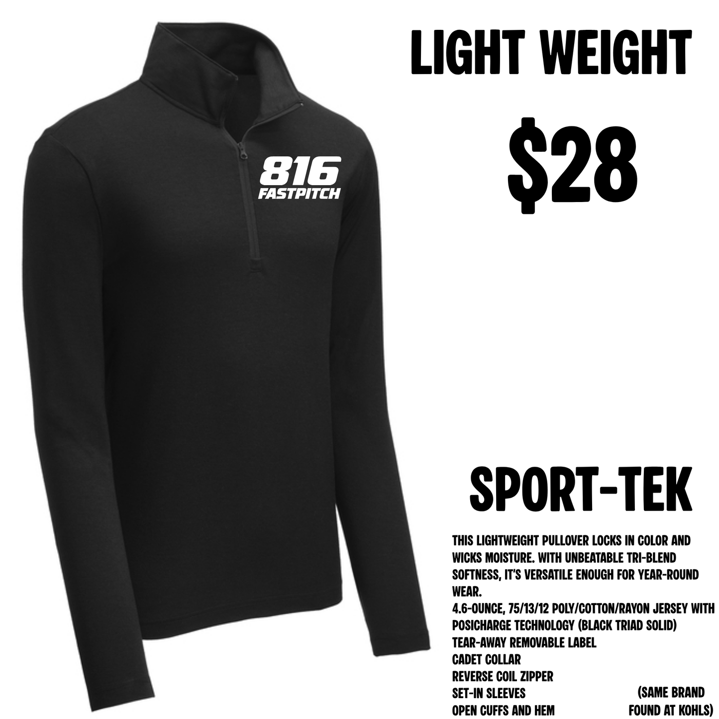 816 Fastpitch Light Weight Quarter Zip
