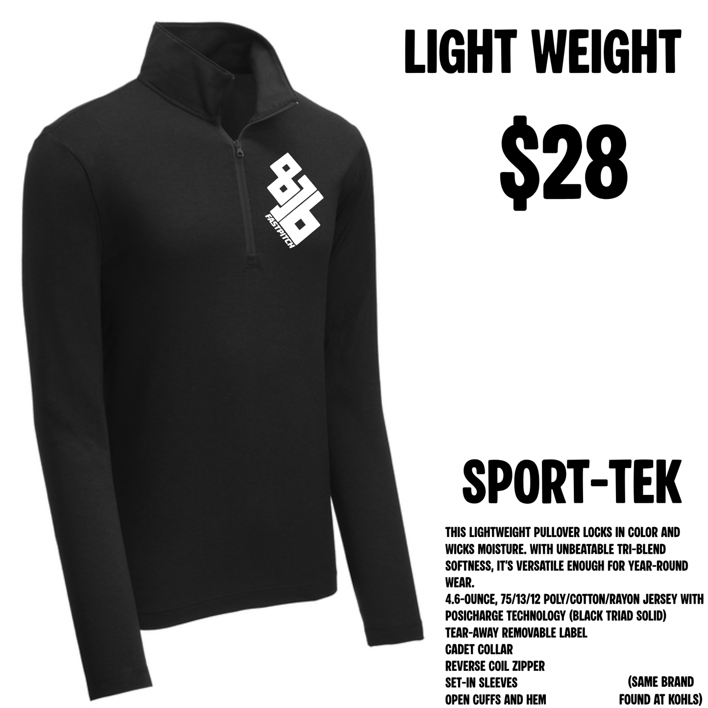 816 Fastpitch Light Weight Quarter Zip