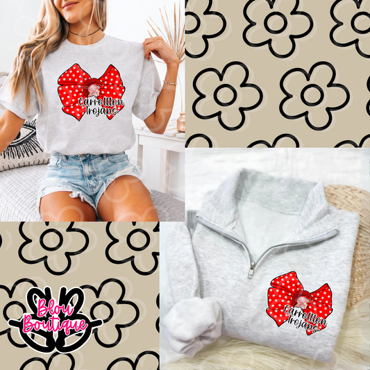 Polka Dot Bow-Carrollton Trojans