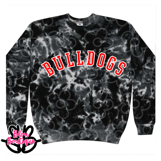 26- Black Tie Dye Varsity Bulldogs Red