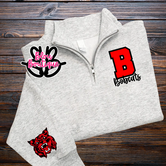 26-Quarter Zip Big Letter Mascot Braymer Bobcats