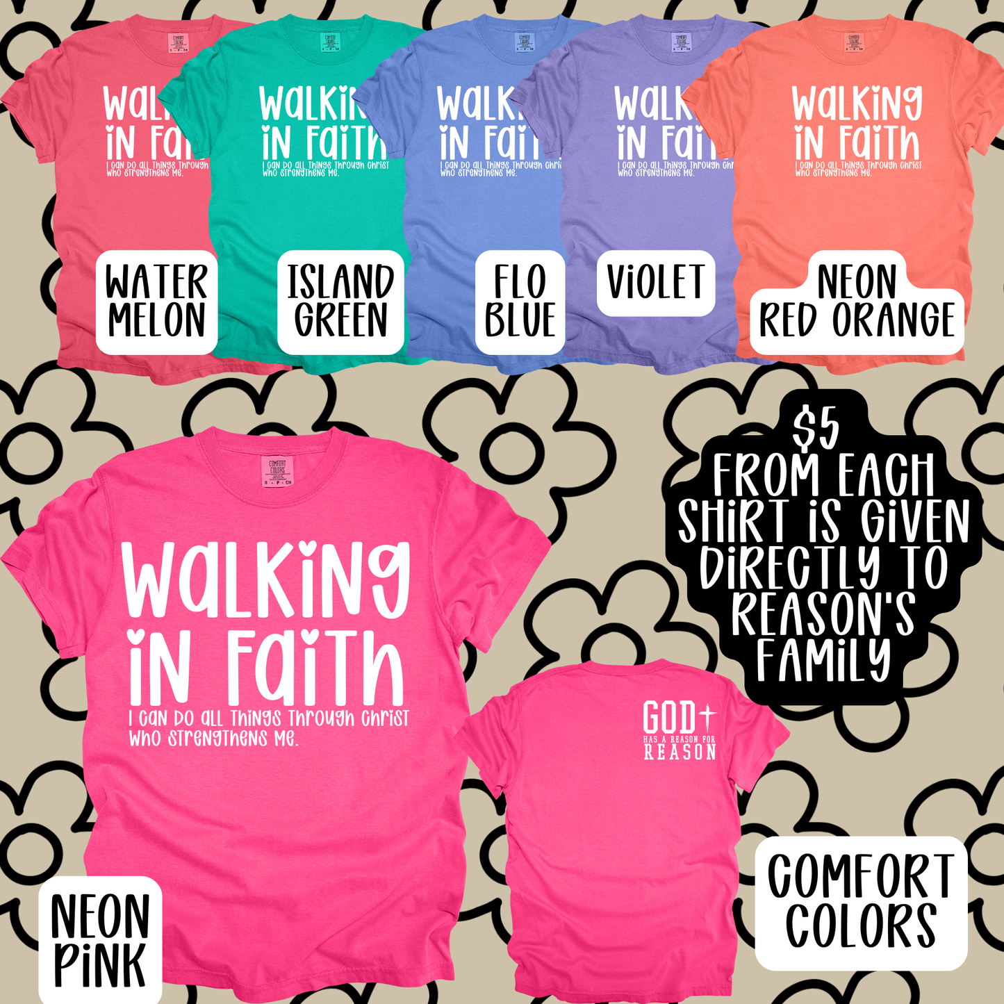 Reason Swafford Family Walking in Faith- Comfort Colors Tee Heart