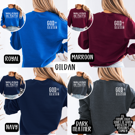 Reason Swafford Family Walking in Faith- Gildan Sweatshirt Straight