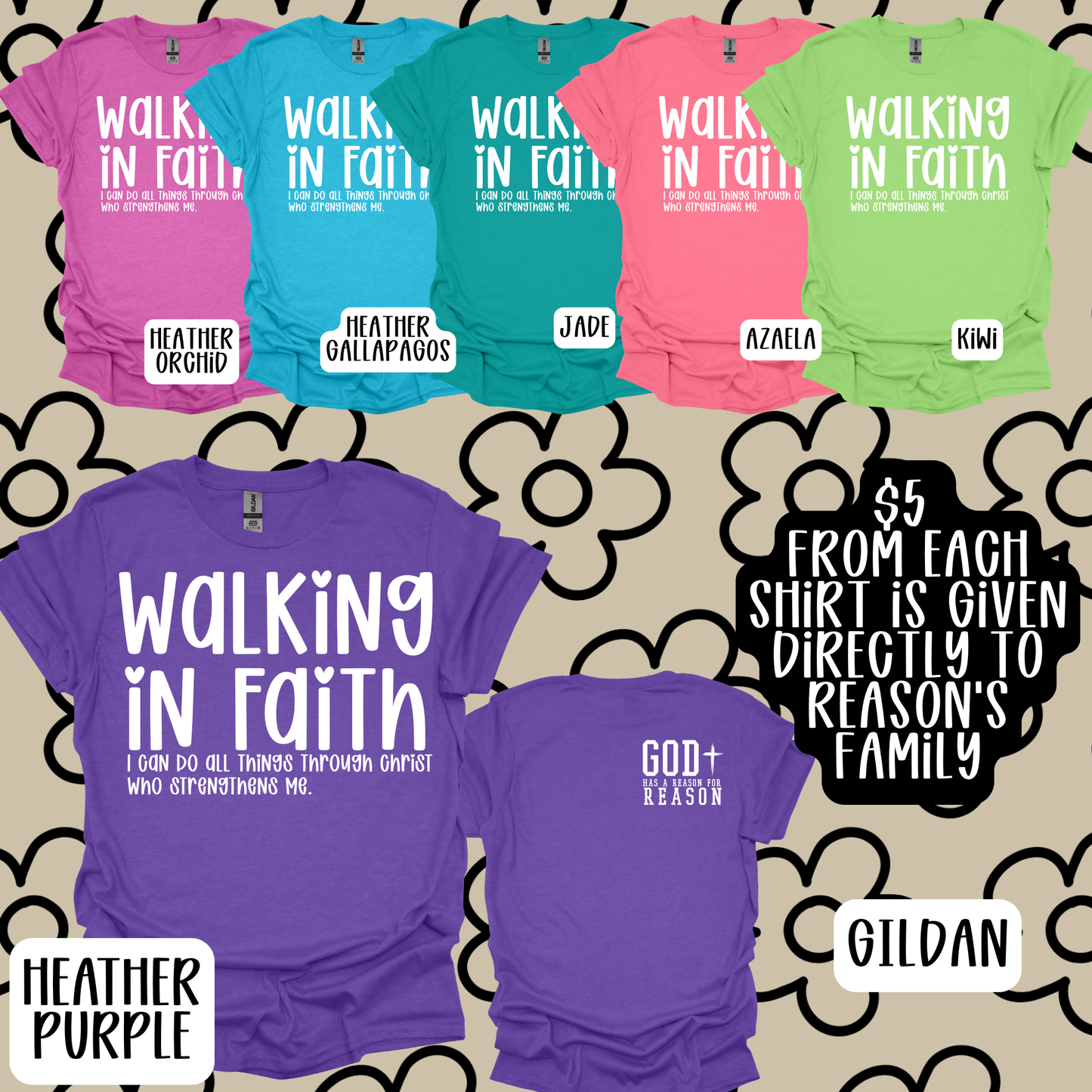 Reason Swafford Family Walking in Faith- Gildan Tee Heart