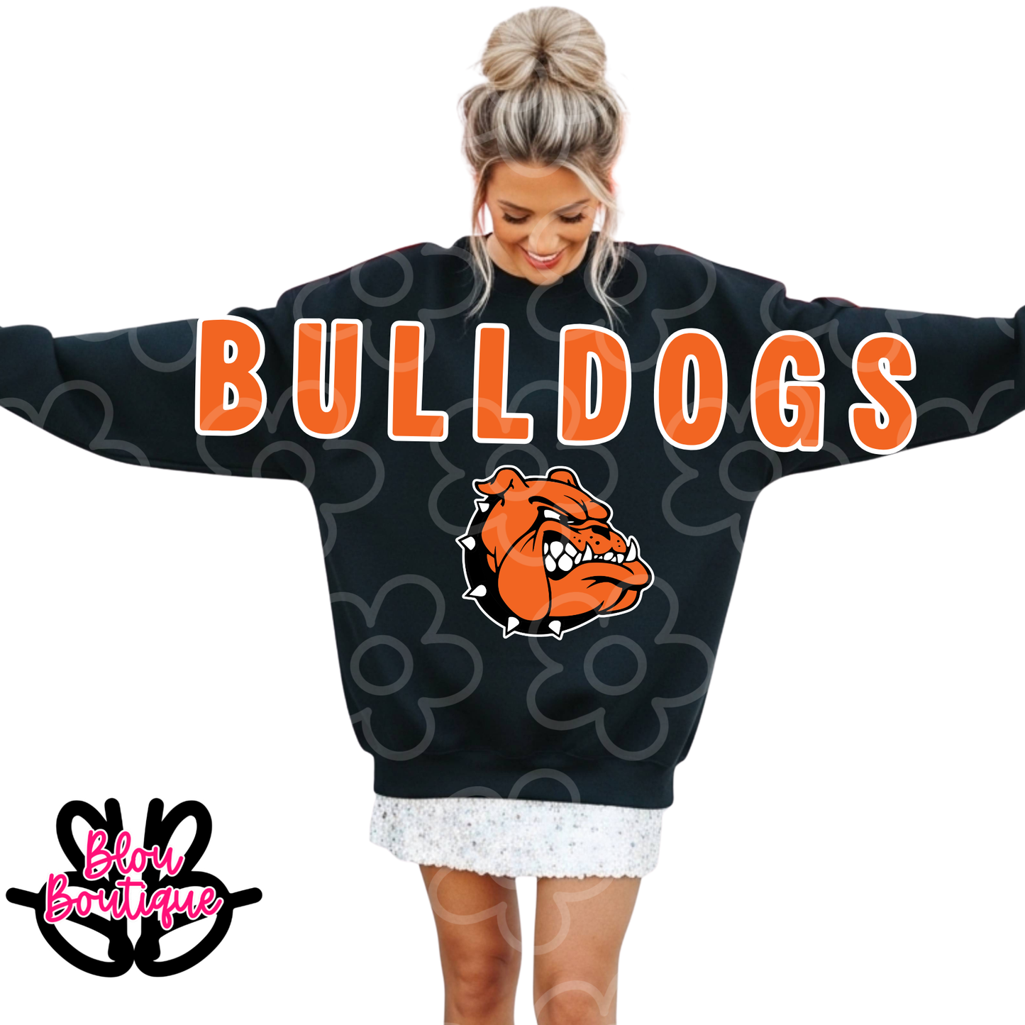 26- Bulldogs Orange Sleeve Print