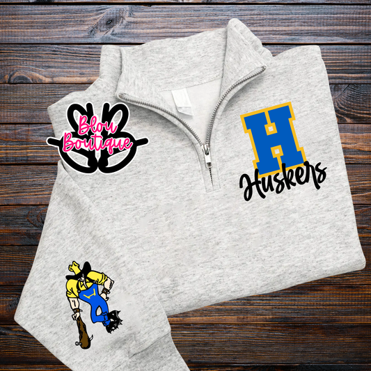 26-Quarter Zip Big Letter Mascot Higginsville