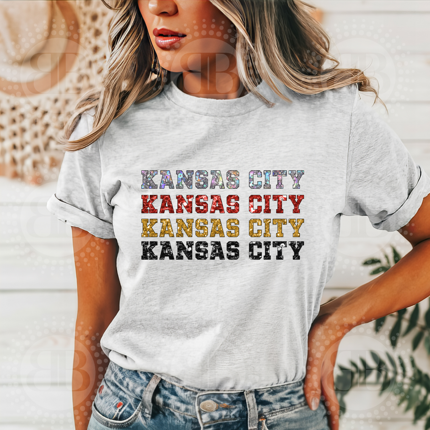 Kansas City Faux Glitter Red/Gold