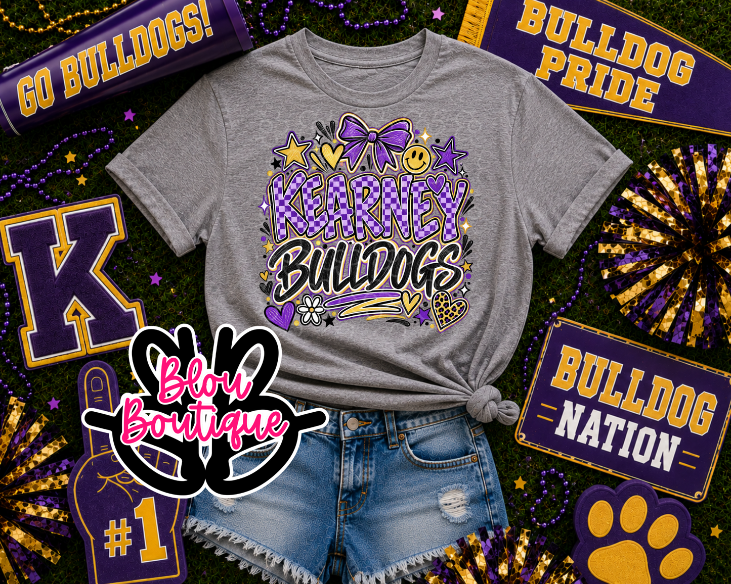 26-Checkered Doodle Fun Kearney Bulldogs