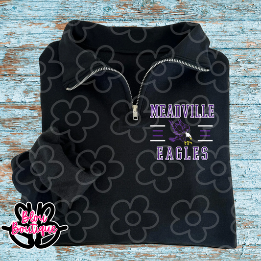 Black Quarter Zip 4 Lines Meadville Eagles