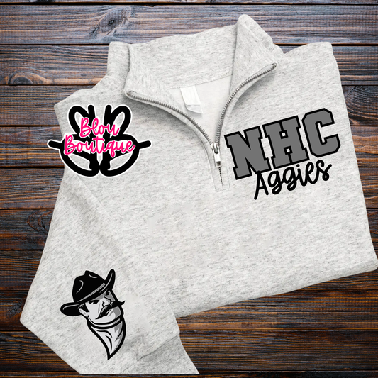 26-Quarter Zip Big Letter Mascot NHC