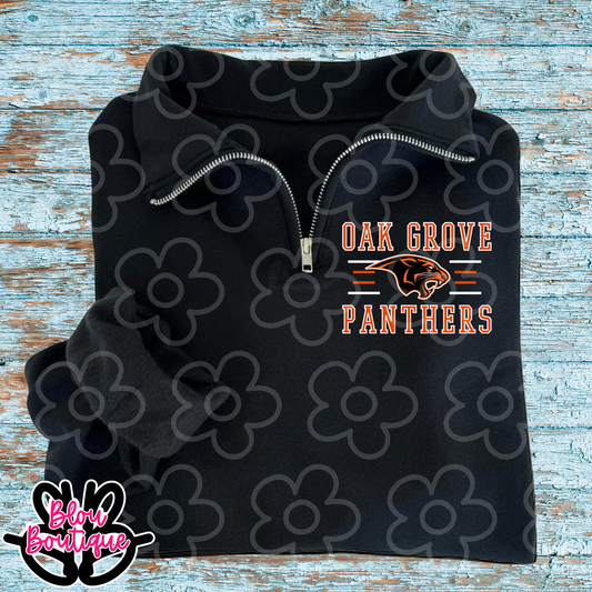 Black Quarter Zip 4 Lines Oak Grove