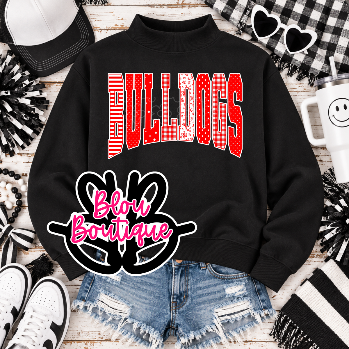 26 Mock Neck Arch-Mixed Elements Bulldogs Red