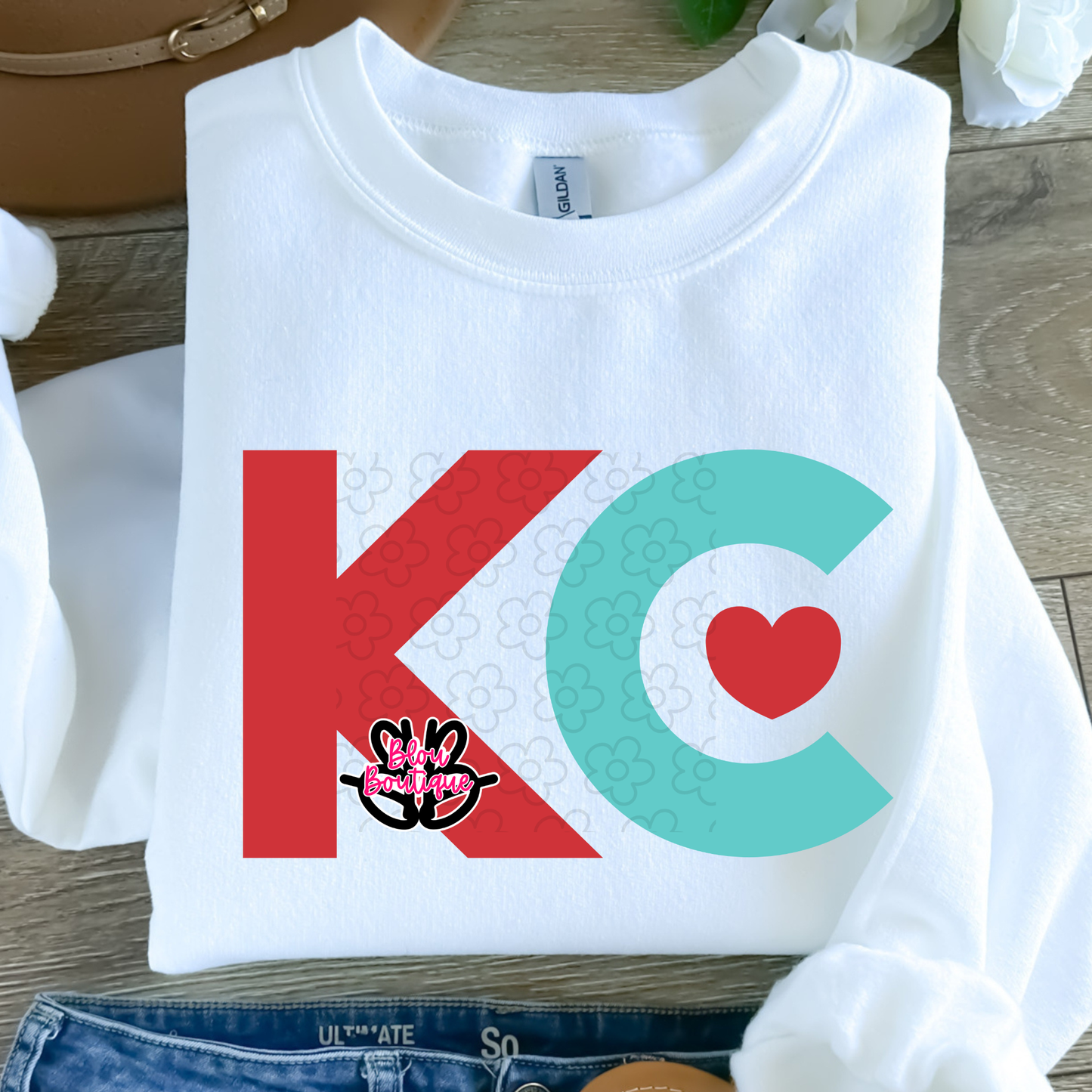 26-KC Heart Teal/Red