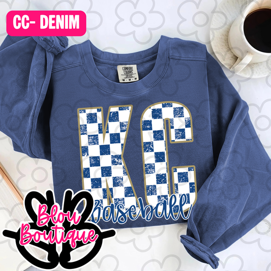 26-KC Baseball Royal/White Check